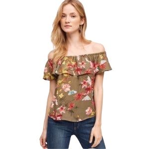 Maeve Anthro Off-Shoulder Floral Blouse
